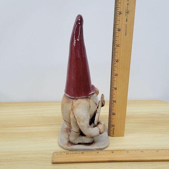Vintage Gnome Playing a Guitar Pottery  Sculpture Figurine - Signed by Artist - Picture 13 of 15